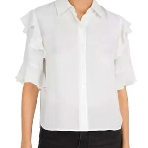 The Kooples White Ruffle Blouse